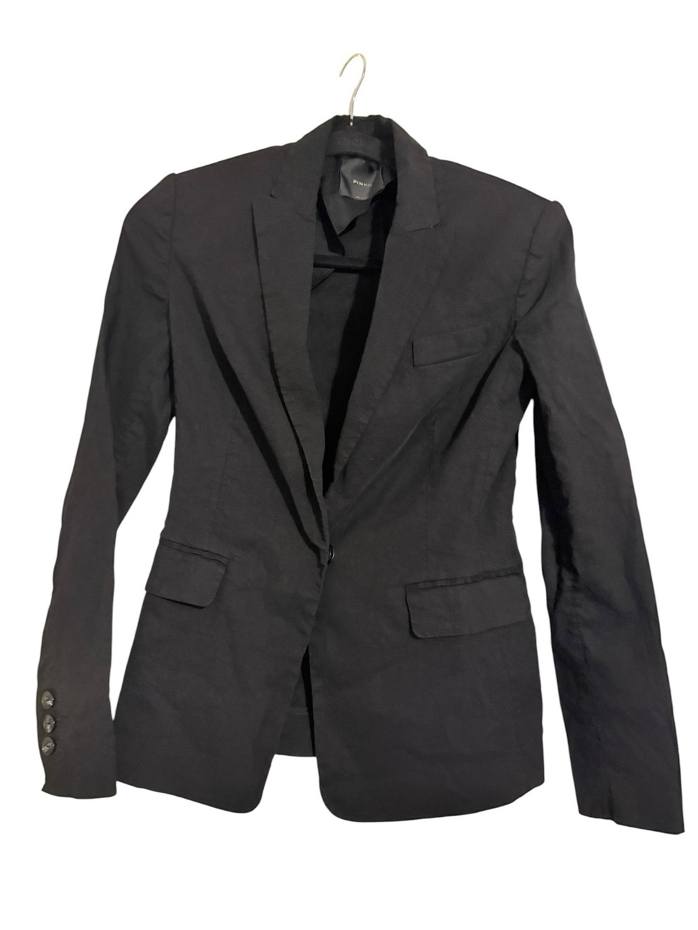 Pinko Empoli Linen Viscose Blazer Black Size IT 38 / US 2 Made in Italy